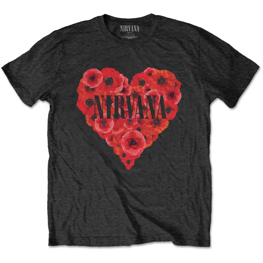 Nirvana - Poppy Heart T-shirt Homme - Noir